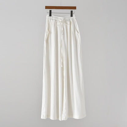 Mythstone Loose Cotton Linen Drawstring Wide Leg Pants With Pockets