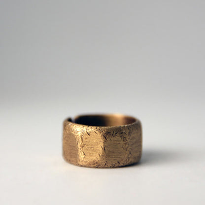 Mythstone Tibetan Simple Design Copper Brass Frosted Wealth Ring