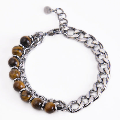 Mythstone Tiger Eye Picasso Jasper Frosted Stone Strength Bracelet