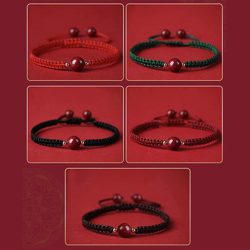 Mythstone Lucky Cinnabar Bead Blessing Red String Bracelet