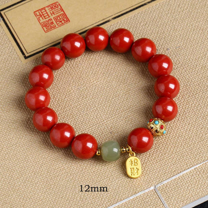 Mythstone Cinnabar Green Aventurine Fortune Protection Charm Bracelet