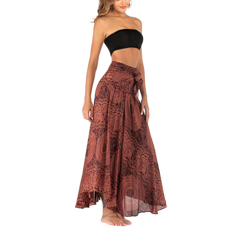 Mythstone Two Style Wear Boho Compass Rose Flower Skirt Dress