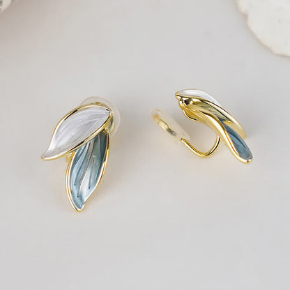 Mythstone Leaf Design Luck Stud Earrings