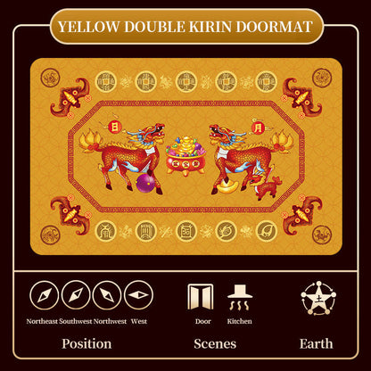 Mythstone Five Elements Lucky Crane Gourd Kirin Dragon Axe Nine Koi Fish Non-slip Foot Pad Doormat