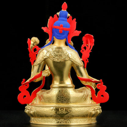 Mythstone Bodhisattva Green Tara Protection Copper Gold Plated Statue Decoration