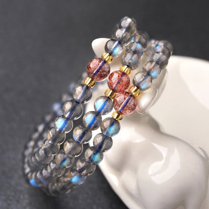 Mythstone Moonstone Pink Crystal Cinnabar Healing Positive Bracelet