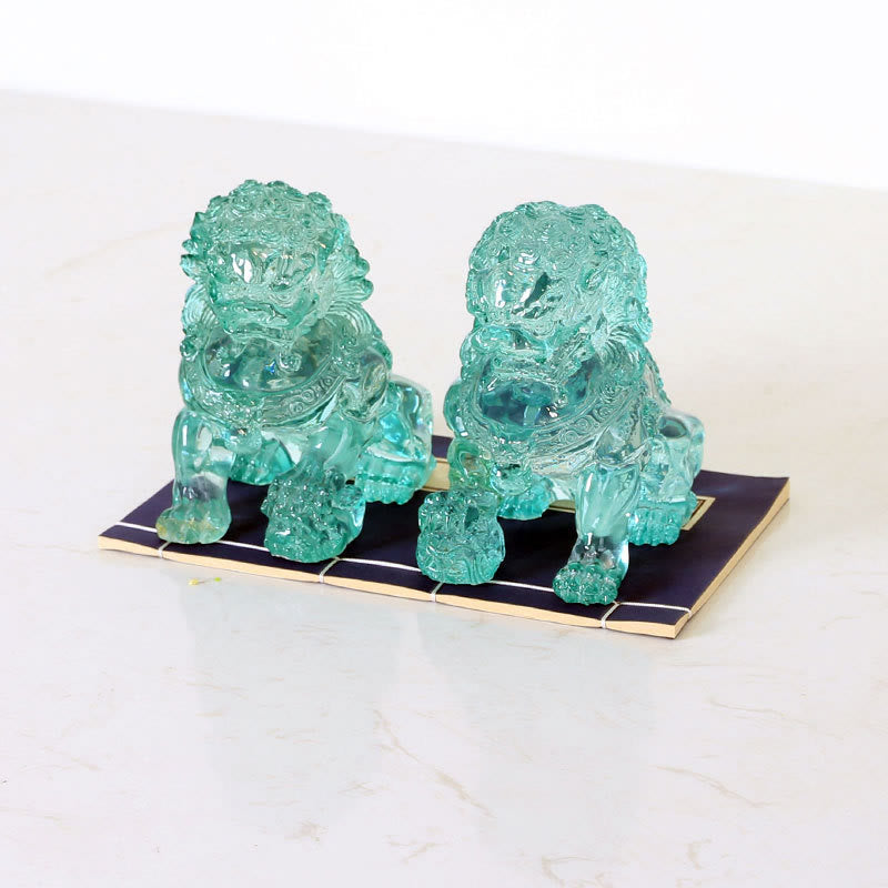 Mythstone 2Pcs Lion Statue Courage Strength Resin Home Office Decoration