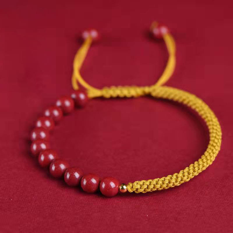 Mythstone Natural Cinnabar King Kong Knot Blessing String Bracelet