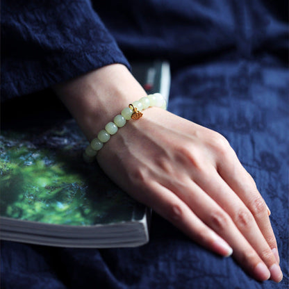 Pulsera ajustable de la abundancia de loto y jade de MythStone