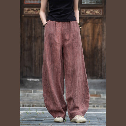 Mythstone Ramie Cotton Linen Pants Tie-dye Design Trousers Loose Zen Yoga Women's Pants with Pockets