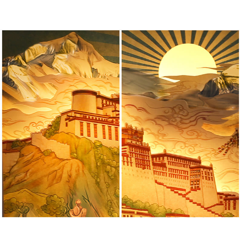 Mythstone Tibet Potala Palace Paper LED Carving Lamp Art Night Lights Creative LED Table Lamp