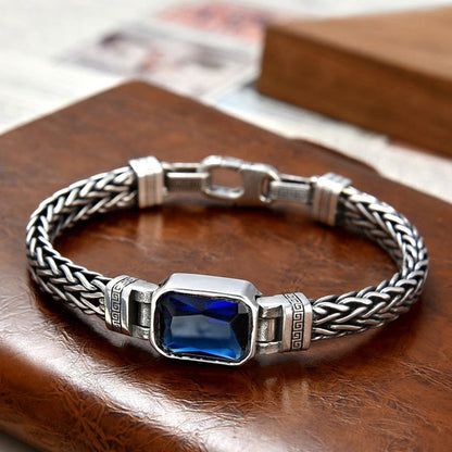 MythStone Retro Blue Acrylic Dragon Keel Braided Design Healing Wealth Buckle Bracelet