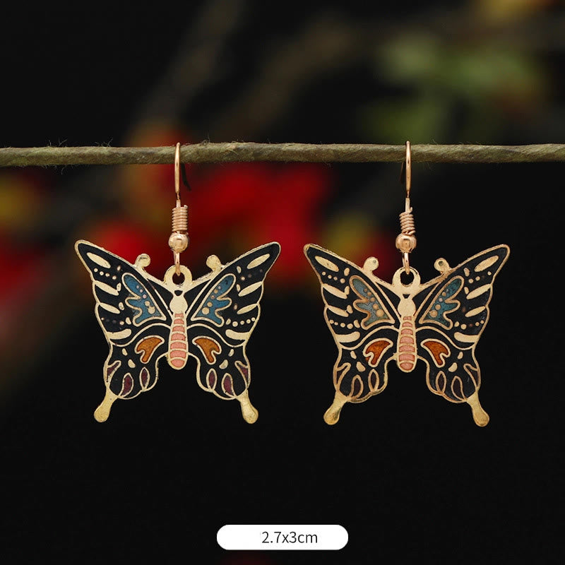 Mythstone Lotus Butterfly Flower Alloy Copper Enlightenment Drop Earrings