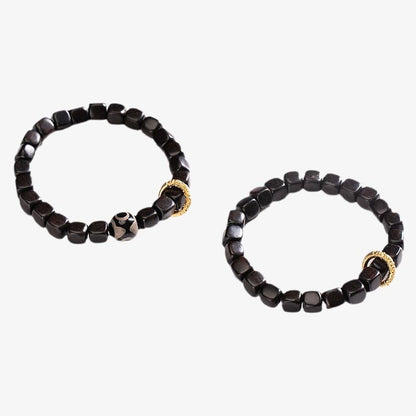 Mythstone Tibetan Ebony Wood Dzi Bead Balance Calm Bracelet