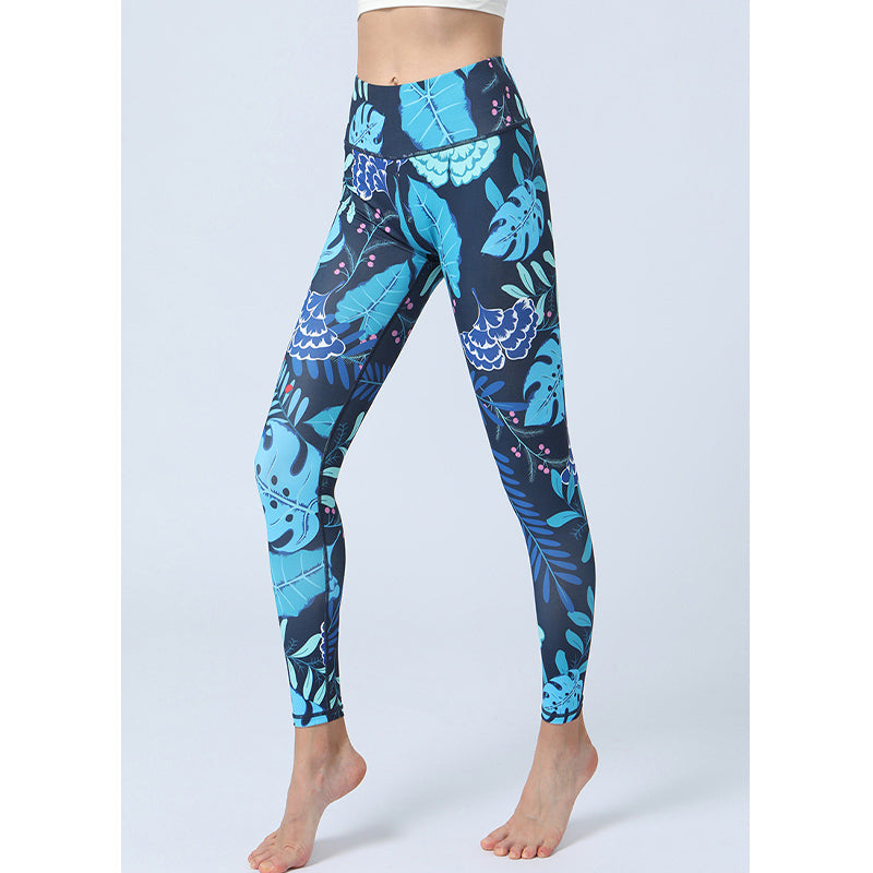 Pantalones con estampado de hojas de Mythstone, mallas deportivas de cintura alta para yoga y fitness, pantalones de yoga para mujer 