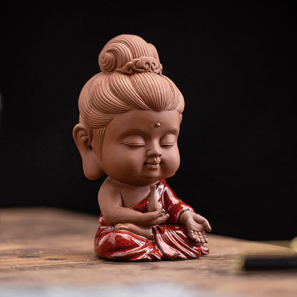 Mythstone Mini Gautama Buddha Sakyamuni Kwan Yin Avalokitesvara Ksitigarbha Serenity Ceramic Desk Decoration