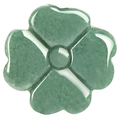 Mytthstone Natural Lucky Four Leaf Clover Jade Prosperity Necklace Pendant