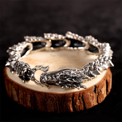 Mythstone 925 Sterling Silver Dragon Luck Success Bracelet Bangle