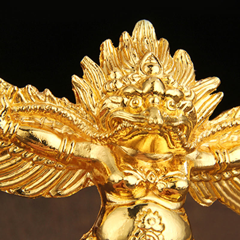 Mythstone Tibetan Gold Garuda Bird Alloy Protection Home Decoration