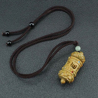 Mythstone Tibet Green Sandalwood Rosewood Om Mani Padme Hum Lotus Positive Soothing Necklace Pendant