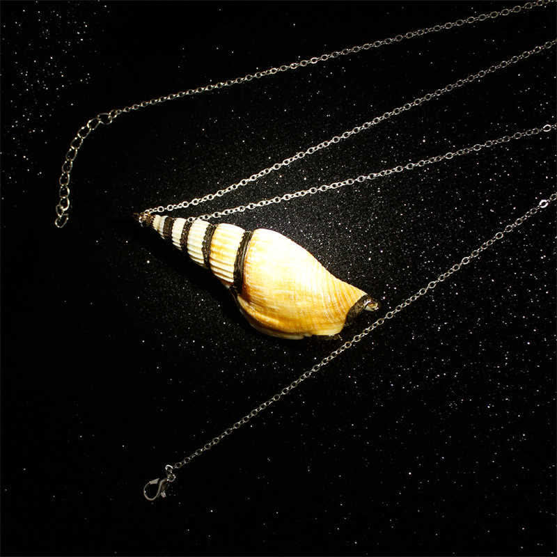 Mythstone Natural Shankha Conch Shell Seashell Lucky Necklace Pendant