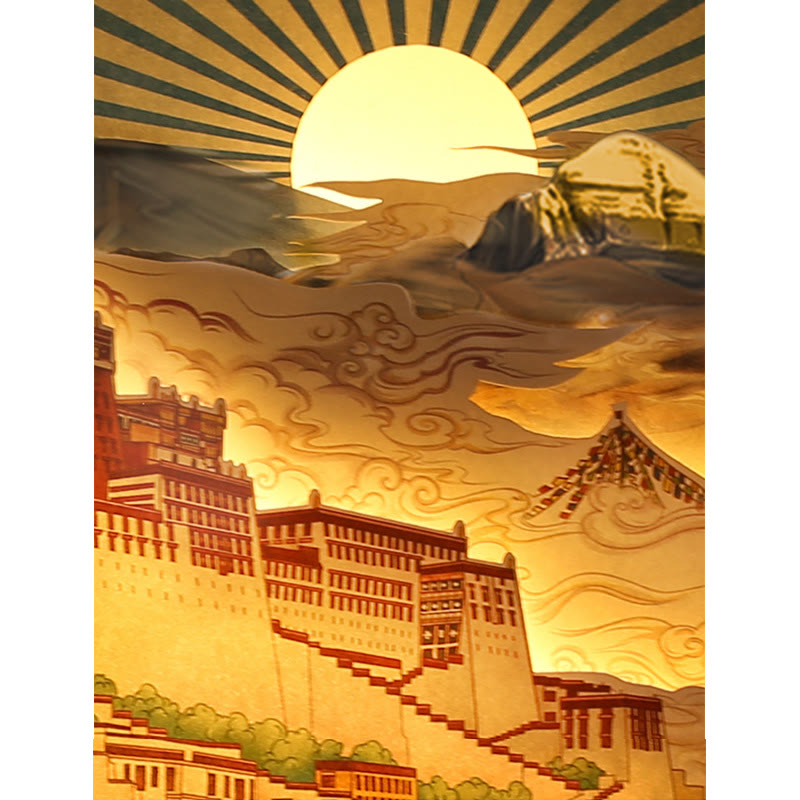 Mythstone Tibet Potala Palace Paper LED Carving Lamp Art Night Lights Creative LED Table Lamp