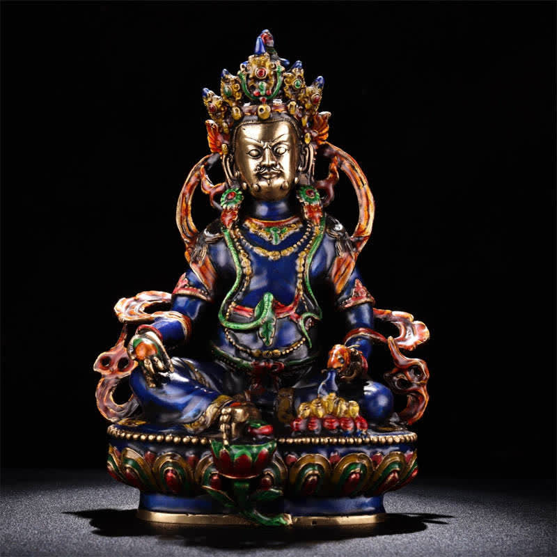 Mythstone Yellow Jambhala Bodhisattva Figurine Serenity Copper Statue Home Decoration