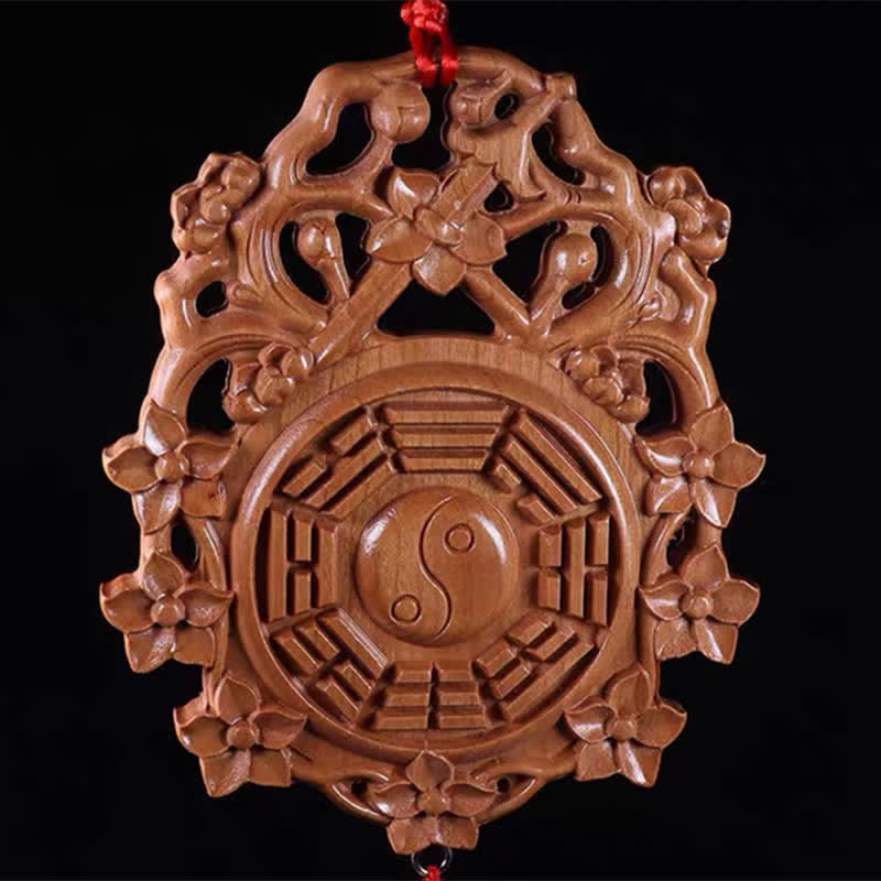 Mythstone Feng Shui Bagua Map Peach Wood Chinese Knotting Balance Energy Map