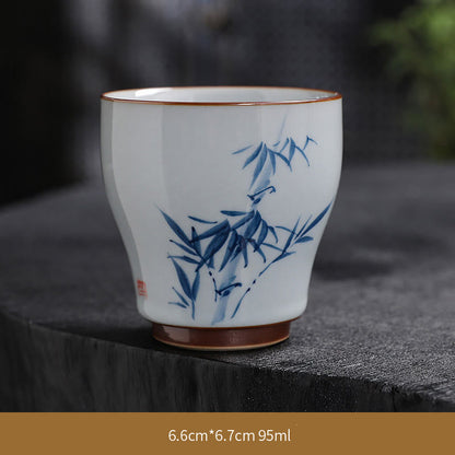 Mythstone Lotus Flower Leaf Bamboo Ceramic Teacup Kung Fu Tea Cups