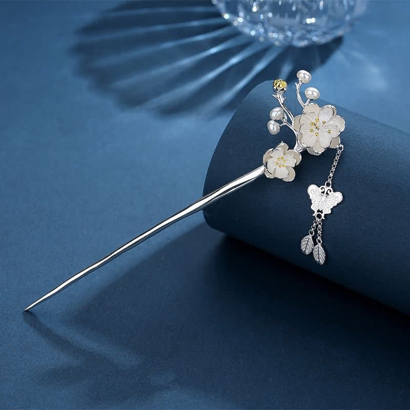 Mythstone Plum Blossom Butterfly Love Freedom Tassel Hairpin