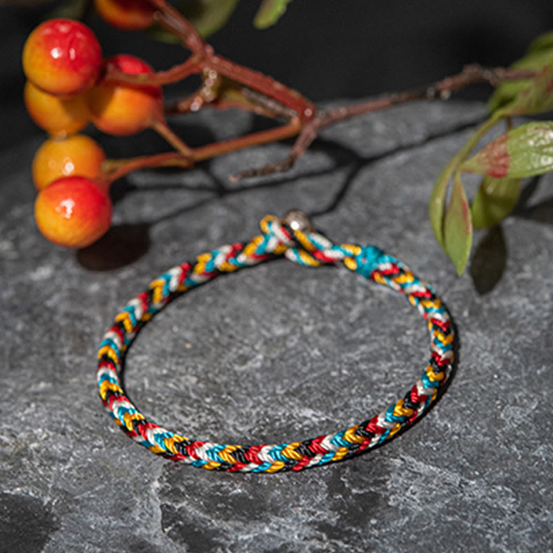 Mythstone Tibet Handmade Five Color Thread Protection Braid String Bracelet