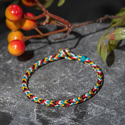 Mythstone Tibet Handmade Five Color Thread Protection Braid String Bracelet