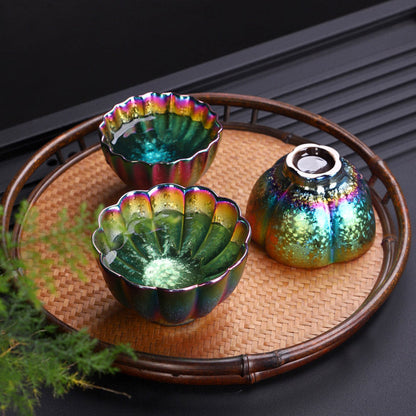 Mythstone Rainbow Color Jianzhan Ceramic Teacup Kung Fu Tea Cup Bowl