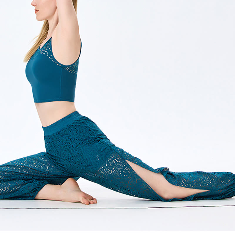 Pantalones de harén holgados con estampado de flores de anacardo de Mythstone, pantalones de yoga para mujer con abertura lateral 