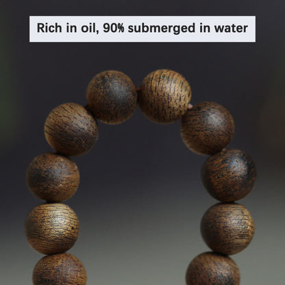 Mythstone 108 Mala Beads Nha Trang Bai Qinan Agarwood Cyan Jade Amber Strength Meditation Bracelet