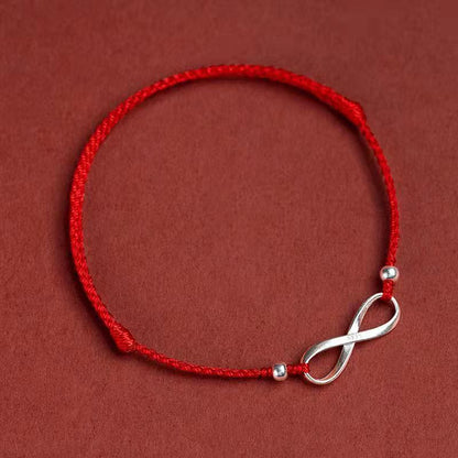 Mythstone 925 Sterling Silver Endless Knot Protection Luck Red String Bracelet Anklet