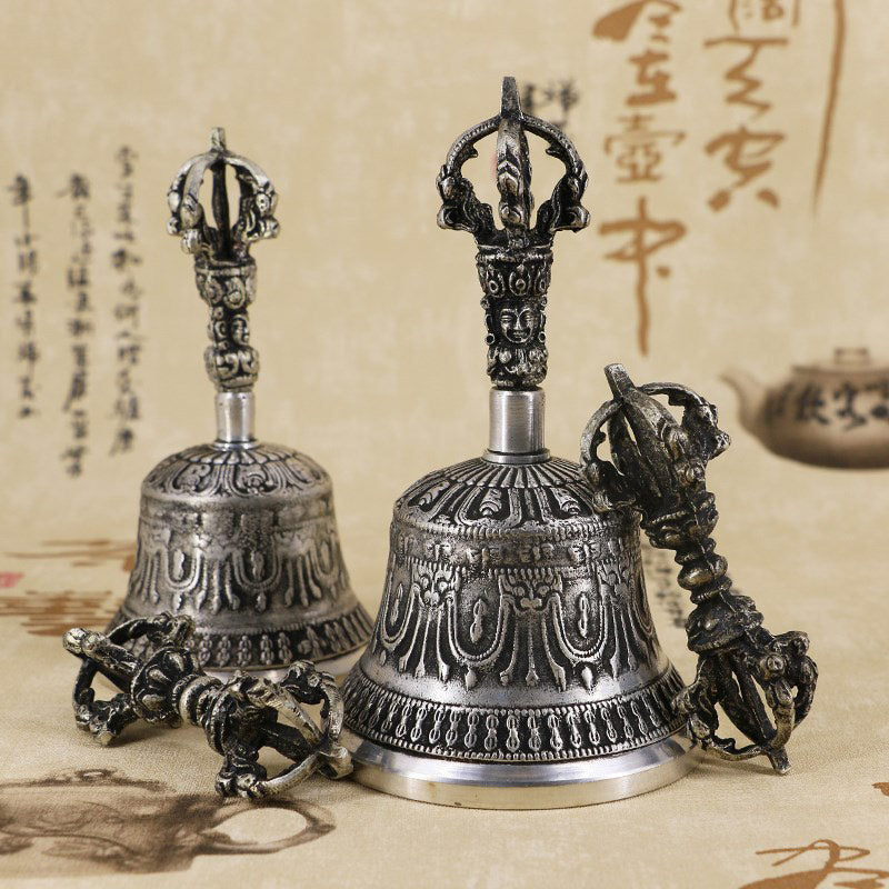 Mythstone Tibetan Meditation Bell and Vajra Dorje Copper Decoration Set