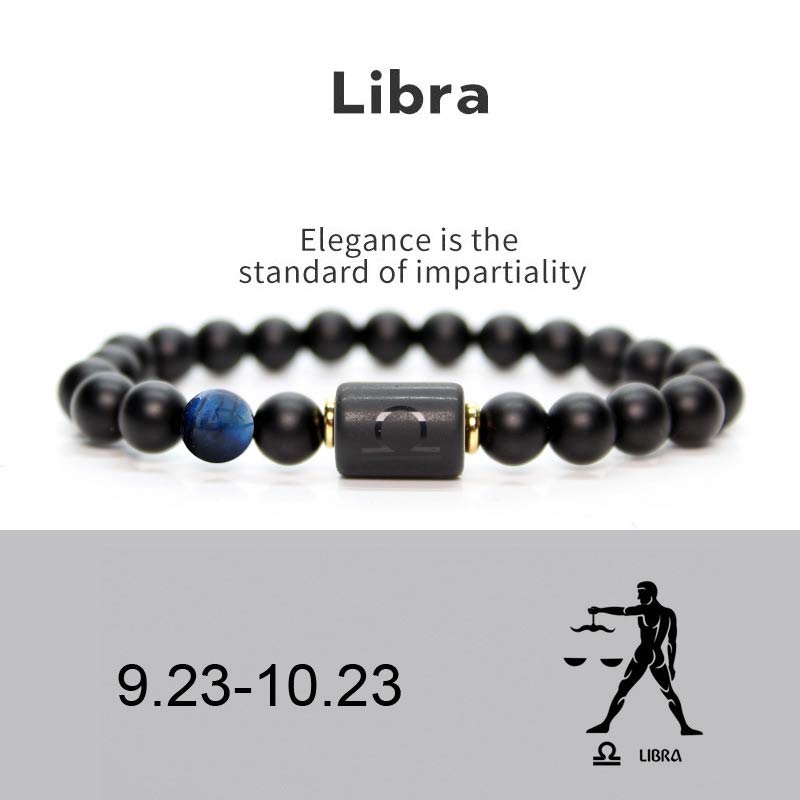 Mythstone 12  Constellations of the Zodiac Black Onyx Adjustable Bracelet