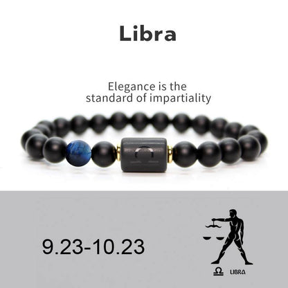 Mythstone 12  Constellations of the Zodiac Black Onyx Adjustable Bracelet