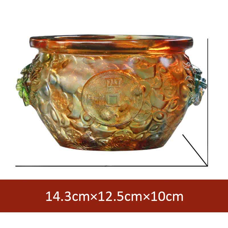 Mythstone Handmade Liuli Crystal Treasure Bowl Art Piece Home Decoration