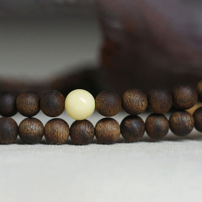 Mythstone 999 Gold Tarakan 108 Mala Beads Agarwood Amber Ward Off Evil Spirits Bracelet