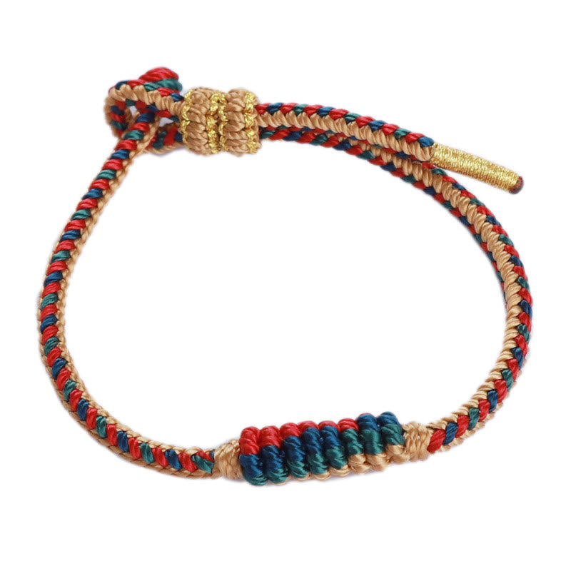 Pulsera trenzada de protección con forma de rueda de oración con nudo de la paz de ocho hilos hecha a mano tibetana Mythstone 