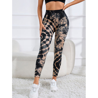 Mythstone Tie Dye Print Pants Sports Fitness Yoga High Waist Leggings Women's Yoga Pants