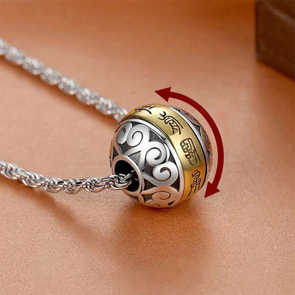 Mythstone Taoist Nine-Character Mantra Engraved Amulet Balance Necklace Rotatable Pendant