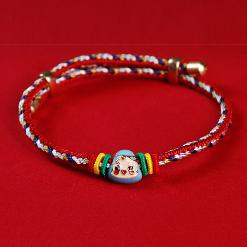 Mythstone Colorful Rope Zongzi Pattern Fu Character Luck Handmade Bracelet