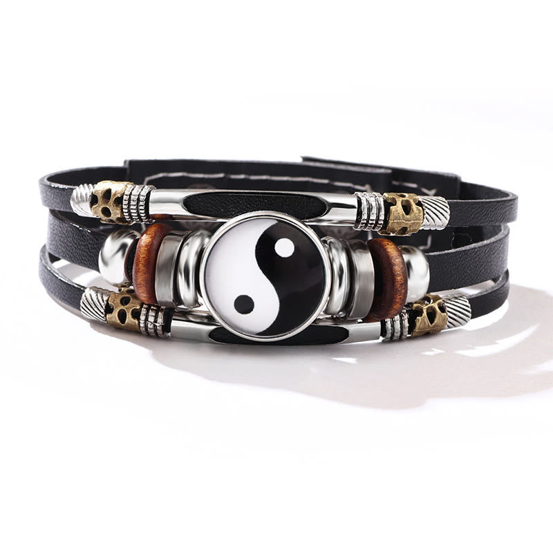 Mythstone Yin Yang Leather Balance Bracelet