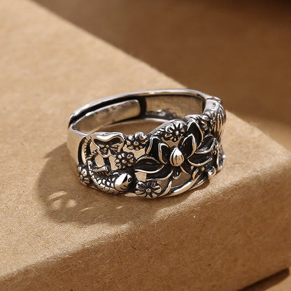 Mythstone Lotus Symbol Koi Fish Enlightenment Ring