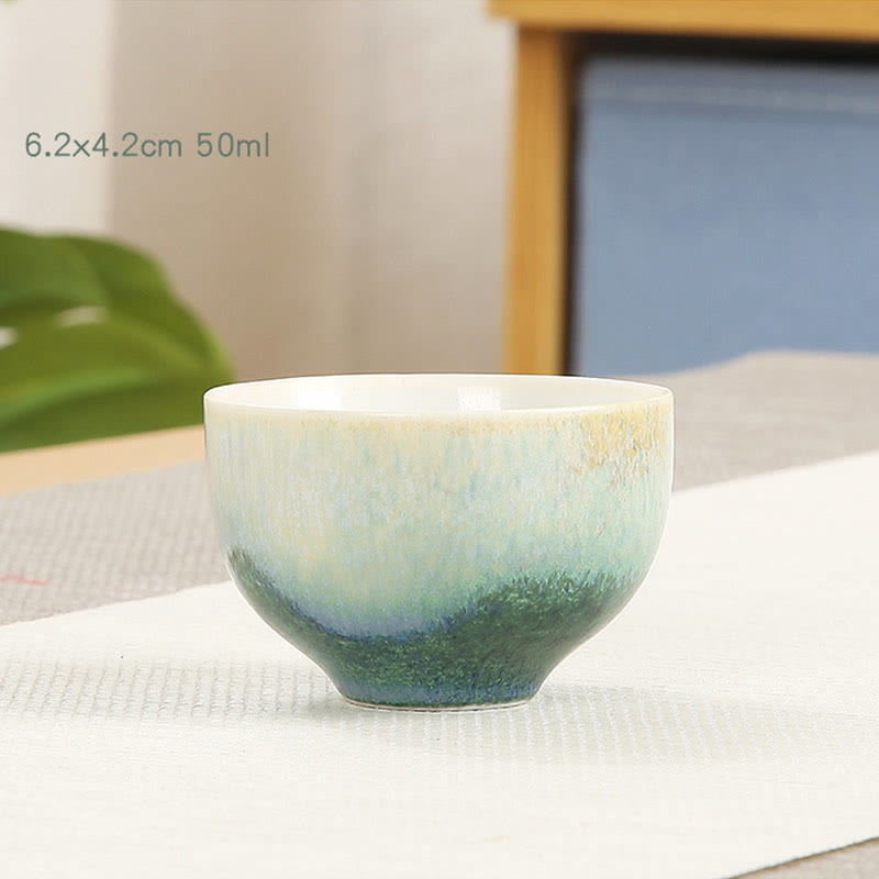 Mythstone Creative Green Ceramic Teacup Kung Fu Tea Cups