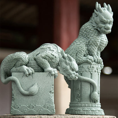 Mythstone Feng Shui Standing Sitting Dragon Success Luck Home Decoration