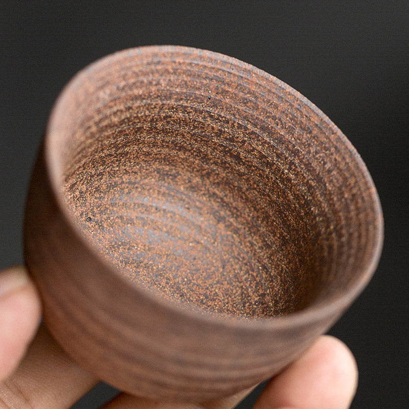 Mythstone Handcrafted Retro Brown Ceramic Teacup Kung Fu Tea Cup